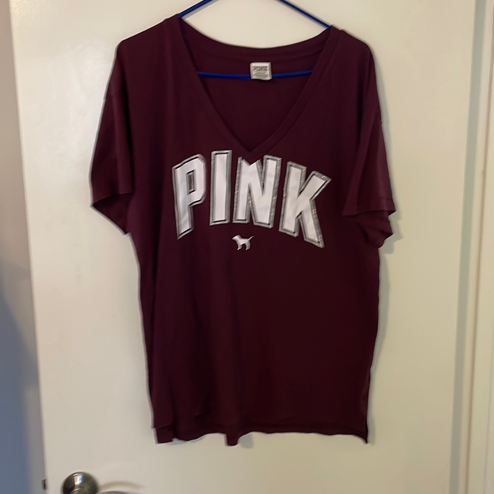 Pink Victoria’s Secret short sleeve tee burgundy color